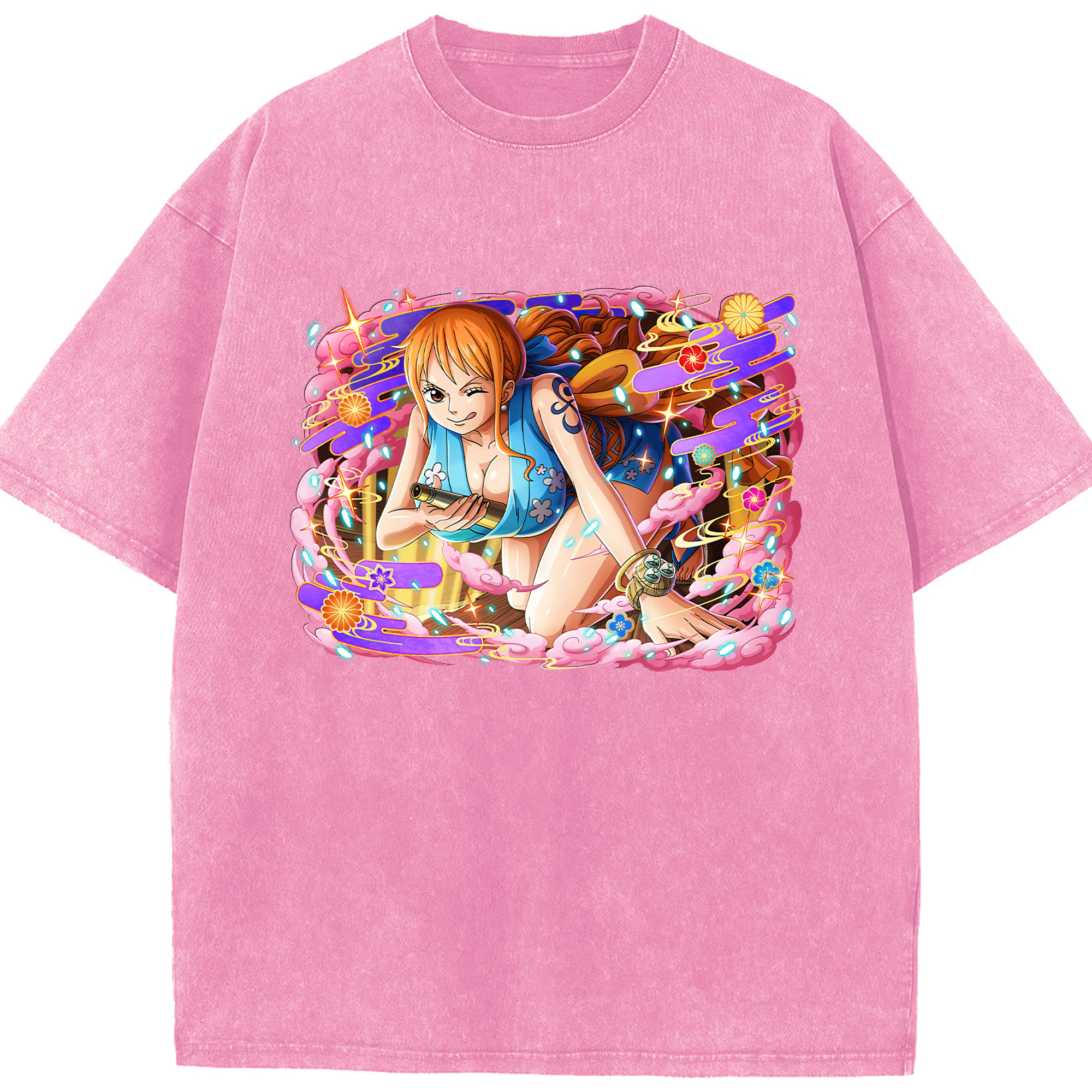 ワンピース ナミ ONE PIECE Nami 綿100% ヴィンテージ風 半袖Tシャツ（フロントプリント）